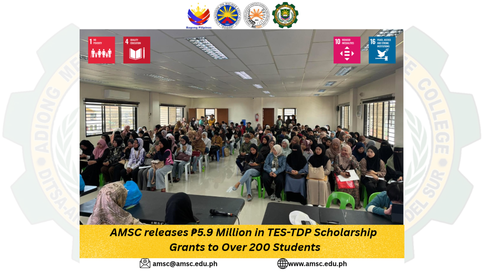 AMSC releases ₱5.9 Million in TES-TDP Scholarship Grants to Over 200 Students
